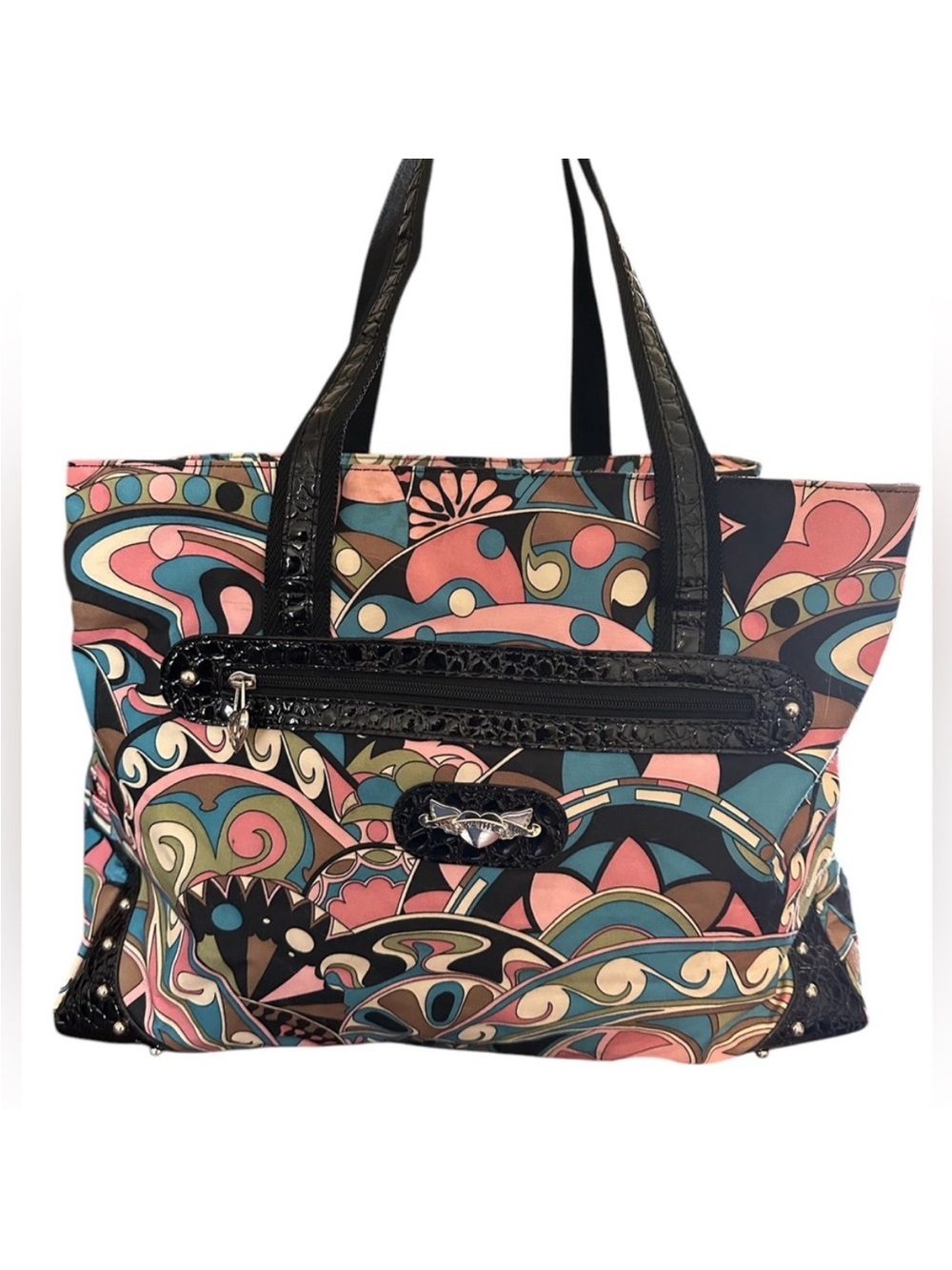 Bag Tote duffle Weekend Travel Multicolor, studded, hardware Kathy Van Zealand